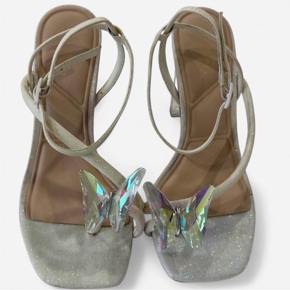 Aldo Silver Heels with Shimmering Finish